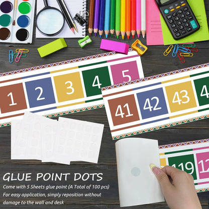 Number Line for Classroom Office Wall,Bulletin Board Border,Printed Paper Signs 0-120 Laminated Number Line Strips Chalkboard Brights Math Poster Classroom Decorations for Teachers, Students, Kids