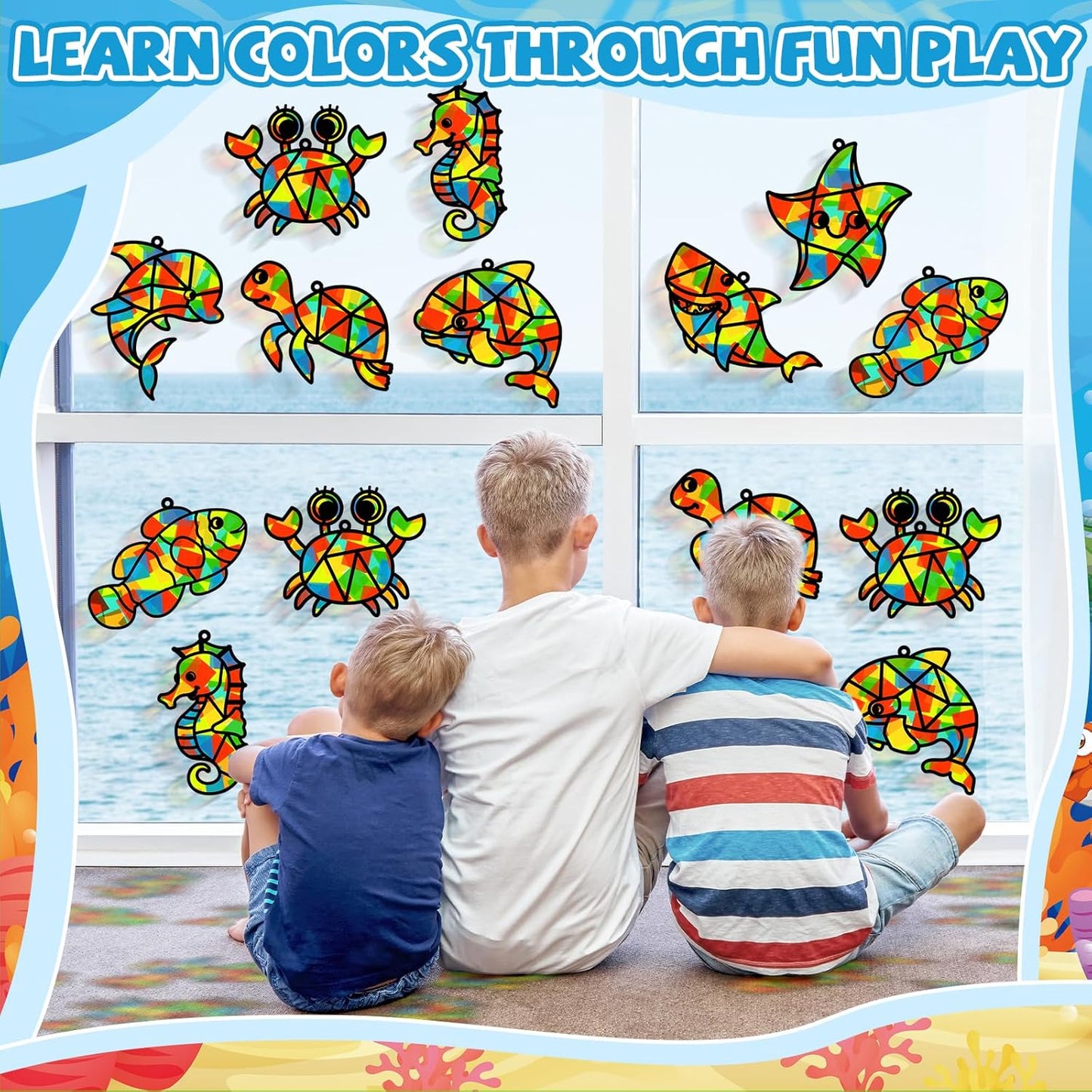 Lonfliness 32 Sets Solar System Suncatchers Crafts Kit DIY Outer Space Window Stained Glass Effect Paper Planet Home School Classroom Decoration Art Craft Creative Activity Project Gift Favor