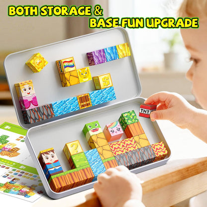 52PCS Mini Magnetic Tiles with Cute Animals, Travel Size Magnetic Construction Toys with Storage Box, Magnetic Blocks Building Toy for Kids Ages 4-8, Ideal Gift for Boys Girls Halloween Birthday