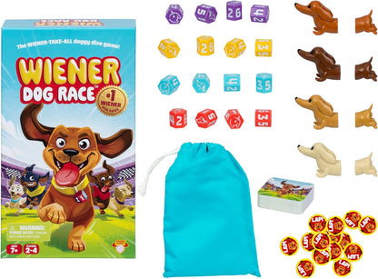 The Wiener Dog Race Game, Easy-to-Learn Dice Game. Fetch & ROLL Two Dice, Add The Best One to Your Dog to Stretch Them Out, Collect Yard Cards to Race to The Finish & Win, Ages 7+ for 2-4 Players