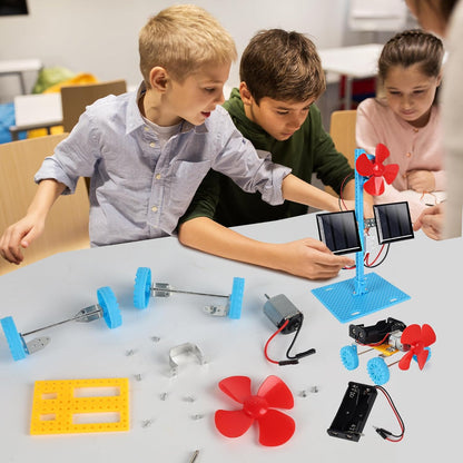 4 in 1 Solar Power & Electric Motor STEM Kits,Science Experiment Projects for Kids Beginners,Electronic Assembly Solar Powered Toy Kit,DIY Educational Engineering Experiments for Boys and Girls