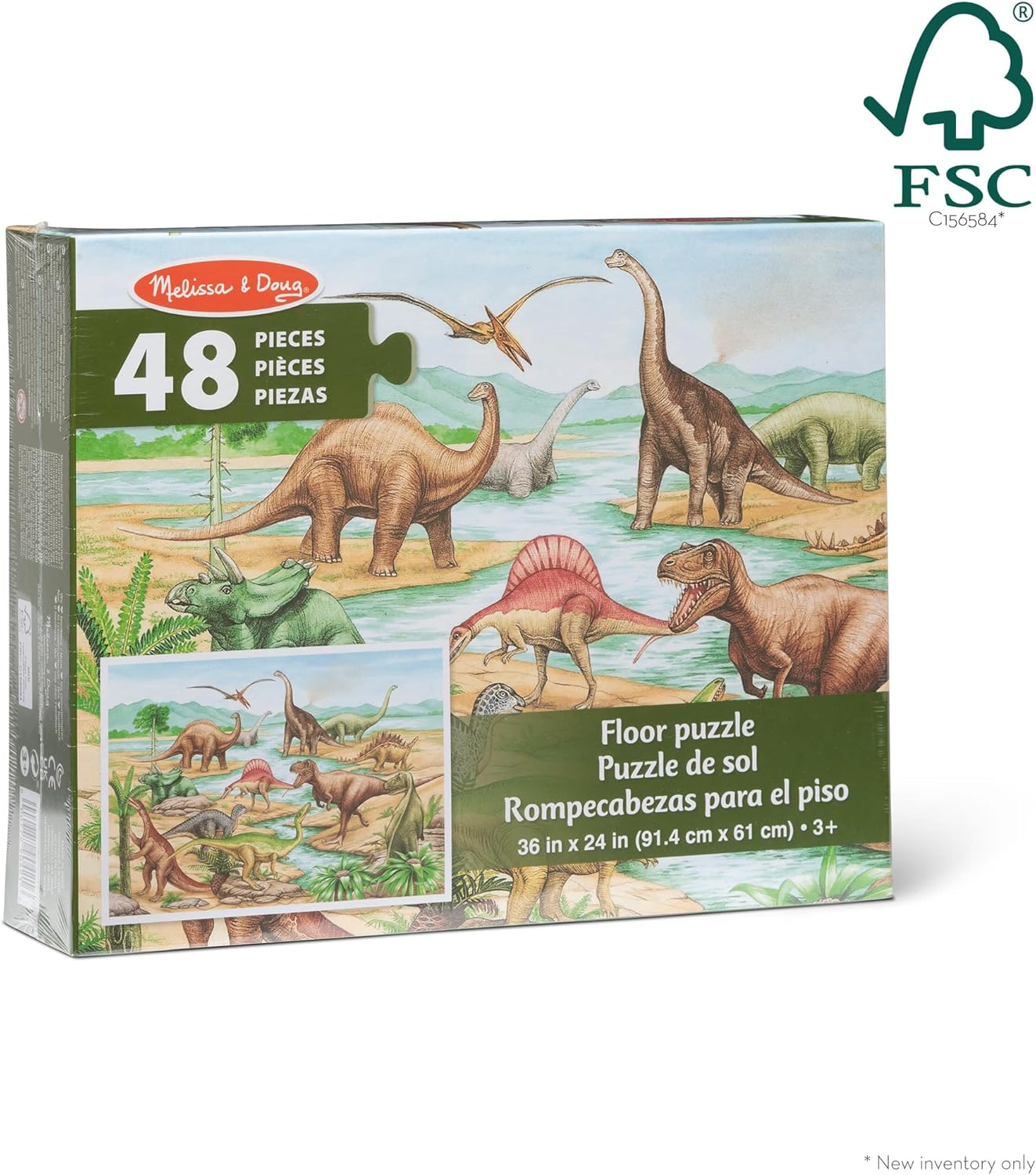 Melissa & Doug Dinosaurs Floor Puzzle - 48 Pieces (2 Feet x 3 Feet Assembled) - FSC Certified