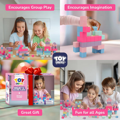 64PCS Magnetic Blocks, Magnetic Building Blocks for Kids Ages 3 4 5 6 Year Old, Magnet Cubes, Autism Montessori Toys, Preschool STEM Educational Sensory Magnet Toys Gifts for Kids 3-5 4-8