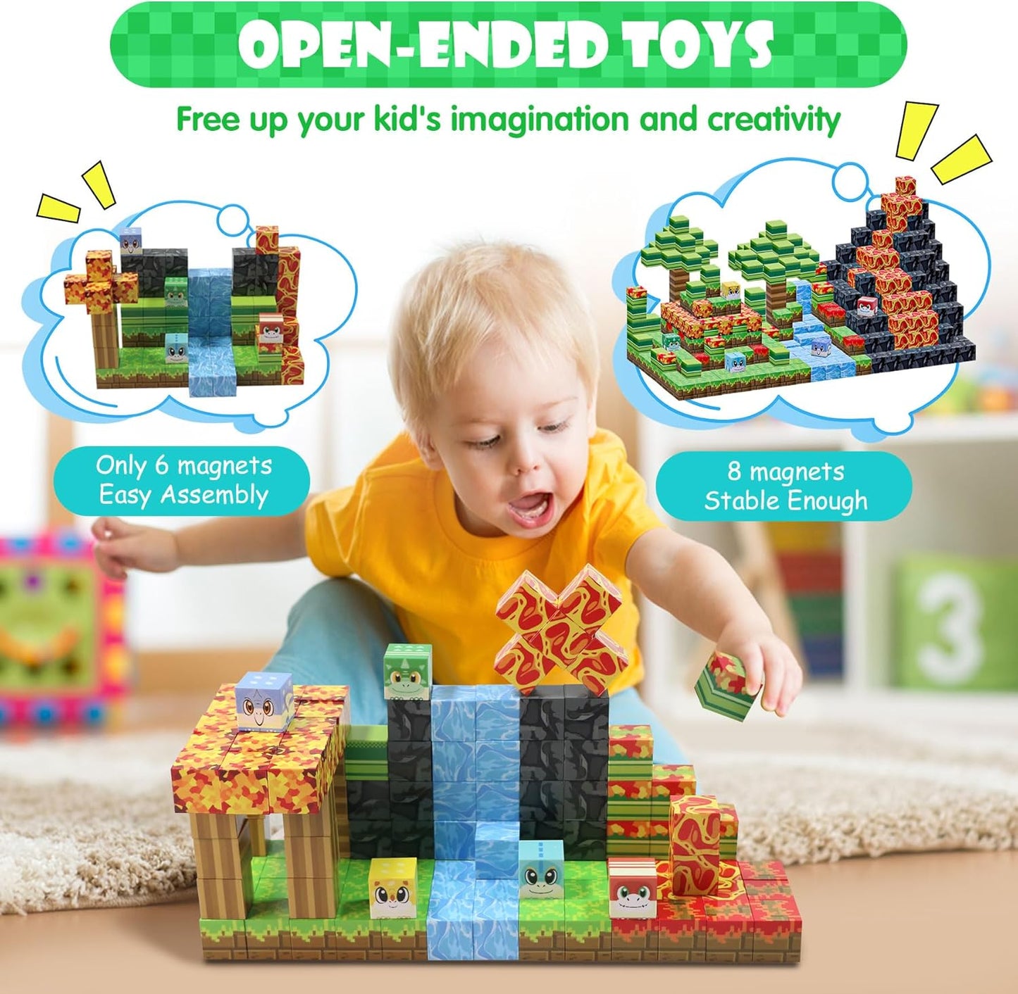 Mini Magnetic Tiles,78PCS Travel Magnetic Tiles Set with Iron Box,Portable Building Blocks for Kids Ages 3+,Car Airplane Travel Essentials Kids Toy,Creative STEM Toys Birthday Gift for Boys & Girls