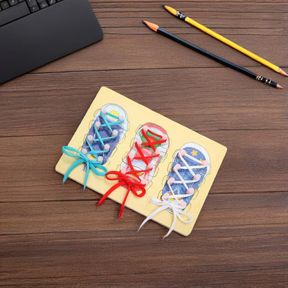 Toyvian Shoelace Threading Teaching Toy 11.81X8.66In Wooden Shoelace Board for Kids Learn to Tie Shoelaces Practice Shoe Tying Educational Toddler Toy for Fine Motor Skills Development
