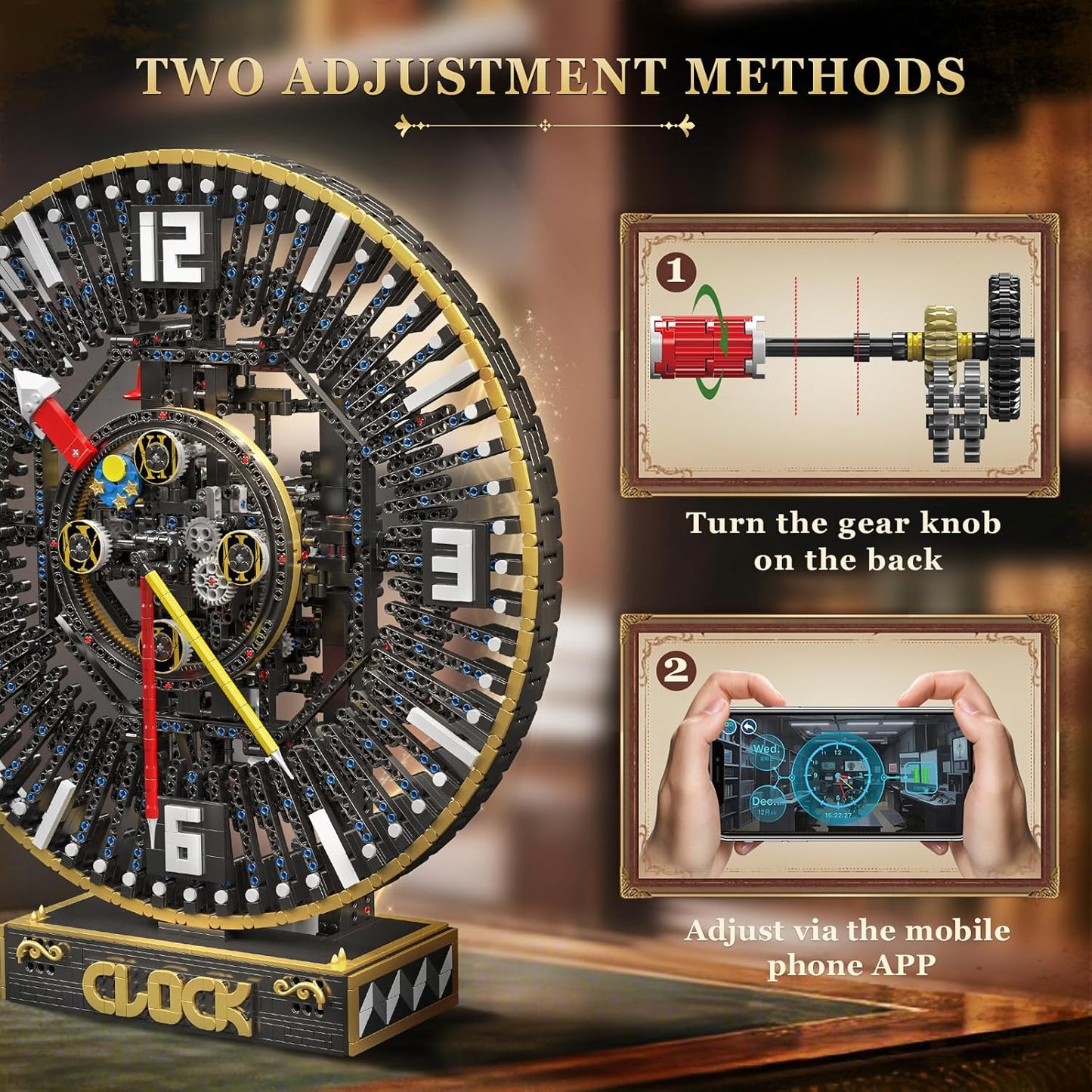 Mould King Cyberpunk Grand Clock Building Blocks Set, 3675+ Pcs Real-Time Clock Model Kit with Mechanical Gears, App Control Electric Building Model Kit, Creative Gift Toys for Adults Teens