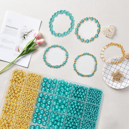 Hpebl 2136PCS Beads for Bracelets Pearl Bracelet Making Kit Friendship Bracelet Kits Bracelet Bead Kits Small Pearl Bead and Gold Beads Beading Kit for Bracelets Jewelry Making Kit
