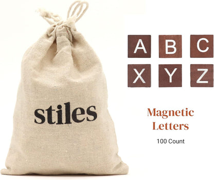 Stiles 100 Piece Wooden Magnetic Letter Tiles - Grey