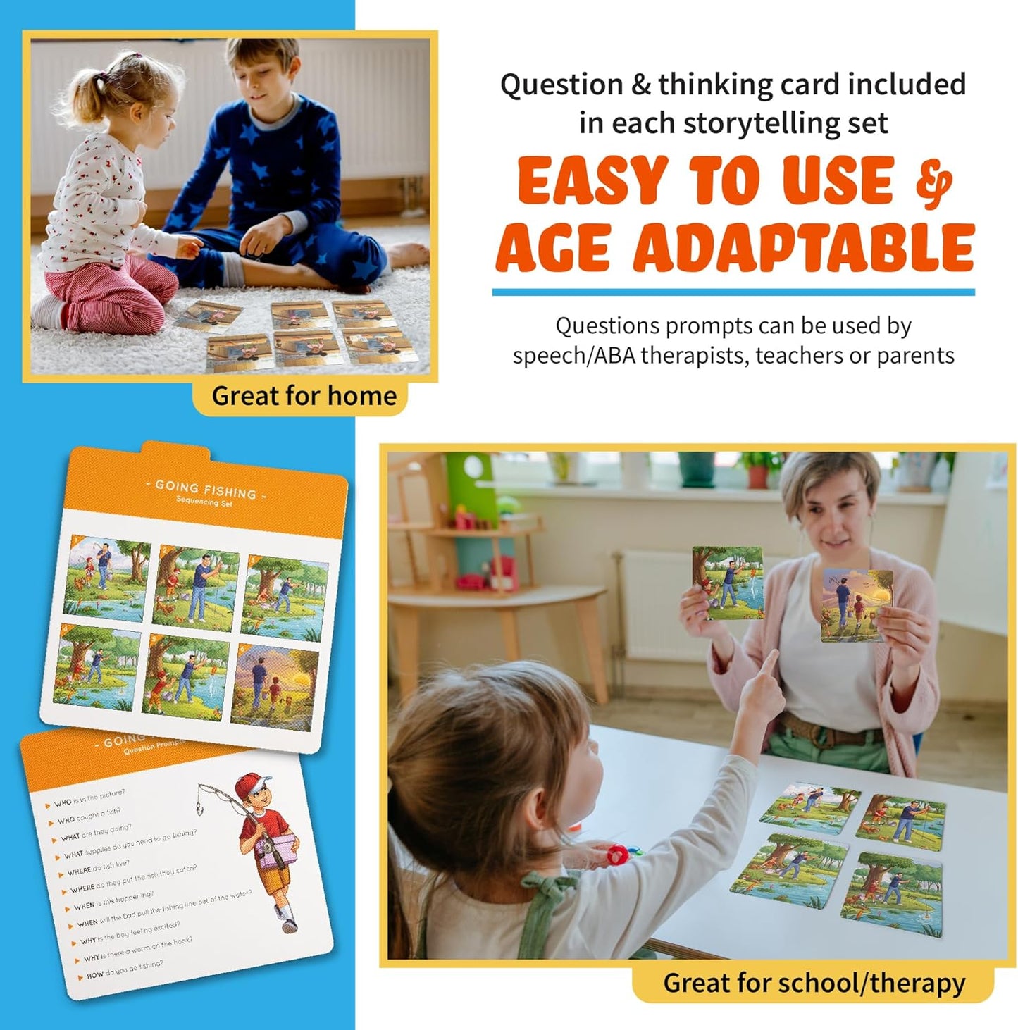 Sequence for Kids Cards, Speech Therapy Materials, Homeschool SEL, Autism, Tell A Story Picture Cards, Social Skills, Picture Cards, ESL, ELL