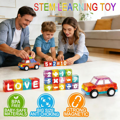Magnetic Blocks,100 PCS Build Magnetic Santa Chimney Xmas Tree Gift World, STEM Construction Magnetic Cube for Boys Girls Age 3 4 5 6 7 8 9 10,Sensory Stacking Toy Christmas Birthday Gifts for Kids