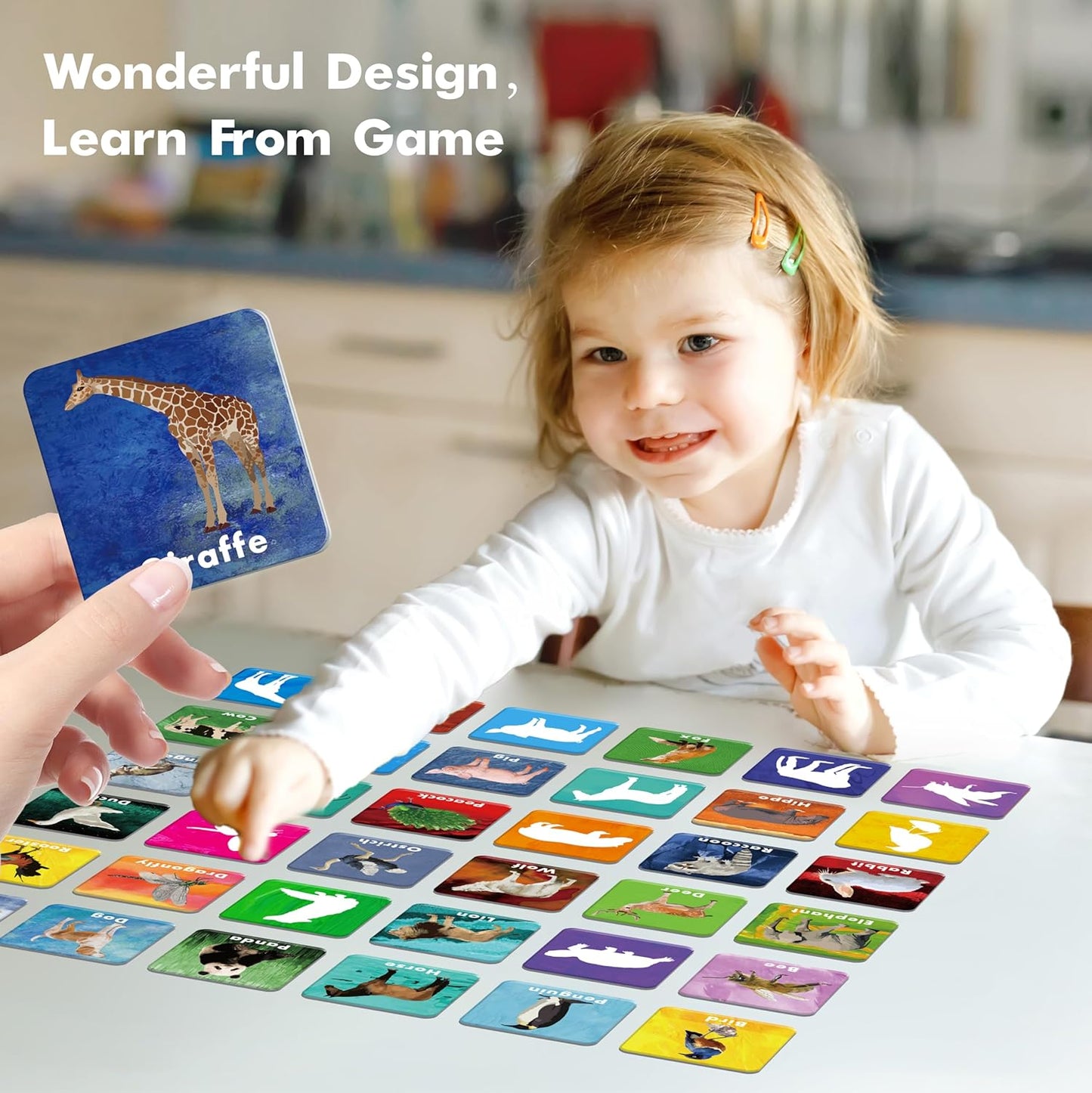 Hebayy 72 PCS Memory Matching Game, Real Animal Matching Cards for Toddlers 36 Pairs Memory Cards for Preschool 4 5 6 Years Old