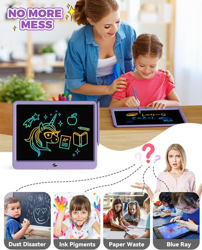 KOKODI 15 Inch LCD Writing Tablet with Anti-Lost Stylus, Erasable Doodle Board Colorful Toddler Drawing Pad, Car Travel School Games Toys for 3 4 5 6 7 8 Kids, Birthday Gift for Girls Boys Blue
