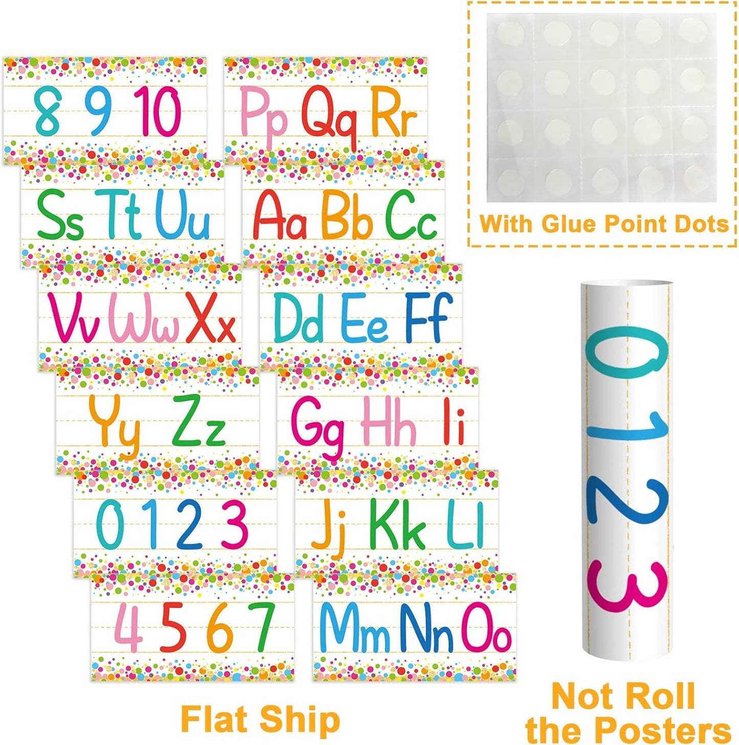 gisgfim 12 Pieces Alphabet Bulletin Board Strips Set Boho Rainbow Alphabet Line ABC Alphabet Banner & Number Border Posters for Preschool Kindergarten Classroom Playroom Bedroom (Boho)