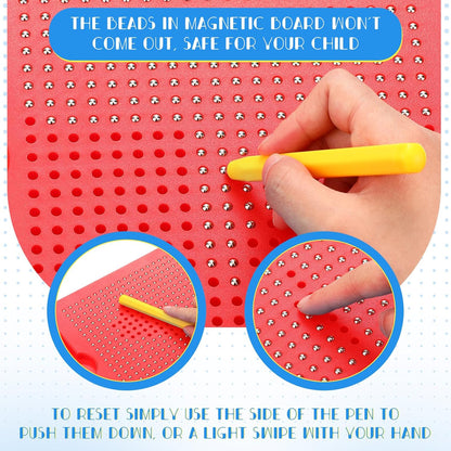 Yexiya 3 Pcs Magnetic Drawing Board for Kids, Toddler Travel Drawing Kit Magnet Sketch Thread Board with Stylus Pen and Beads Toy for Child Quiet Time Activities (7 x 8.5 Inches,Blue)