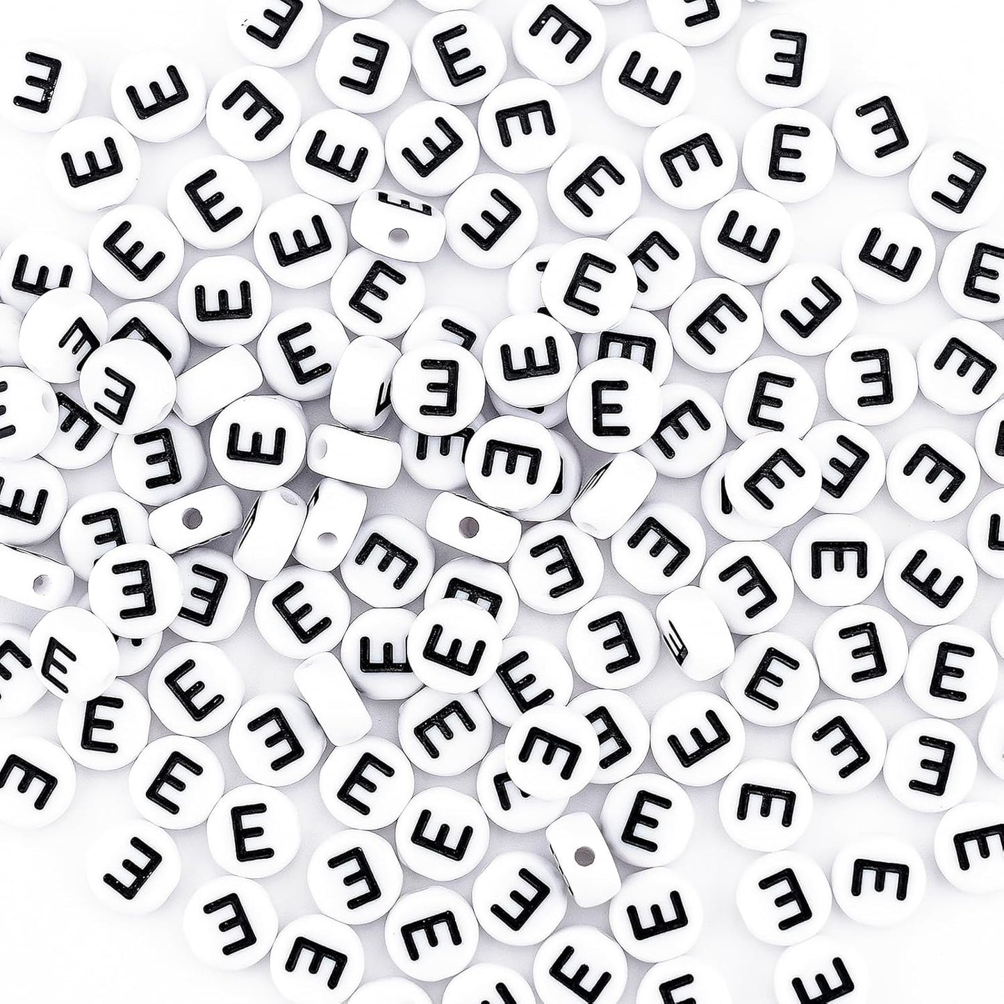 300Pcs Vowel Letter Pony Beads for Charms Bracelets Making 4X7mm Individual Round White Alphabet Beads U
