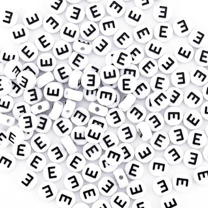 300Pcs Vowel Letter Pony Beads for Charms Bracelets Making 4X7mm Individual Round White Alphabet Beads U