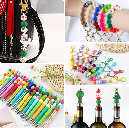 65Pcs 19mm Silicone Beads for Keychain Making Bracelet Necklace, Bulk Round Silicone Beads for Pens（Christmas Green） - Colors A