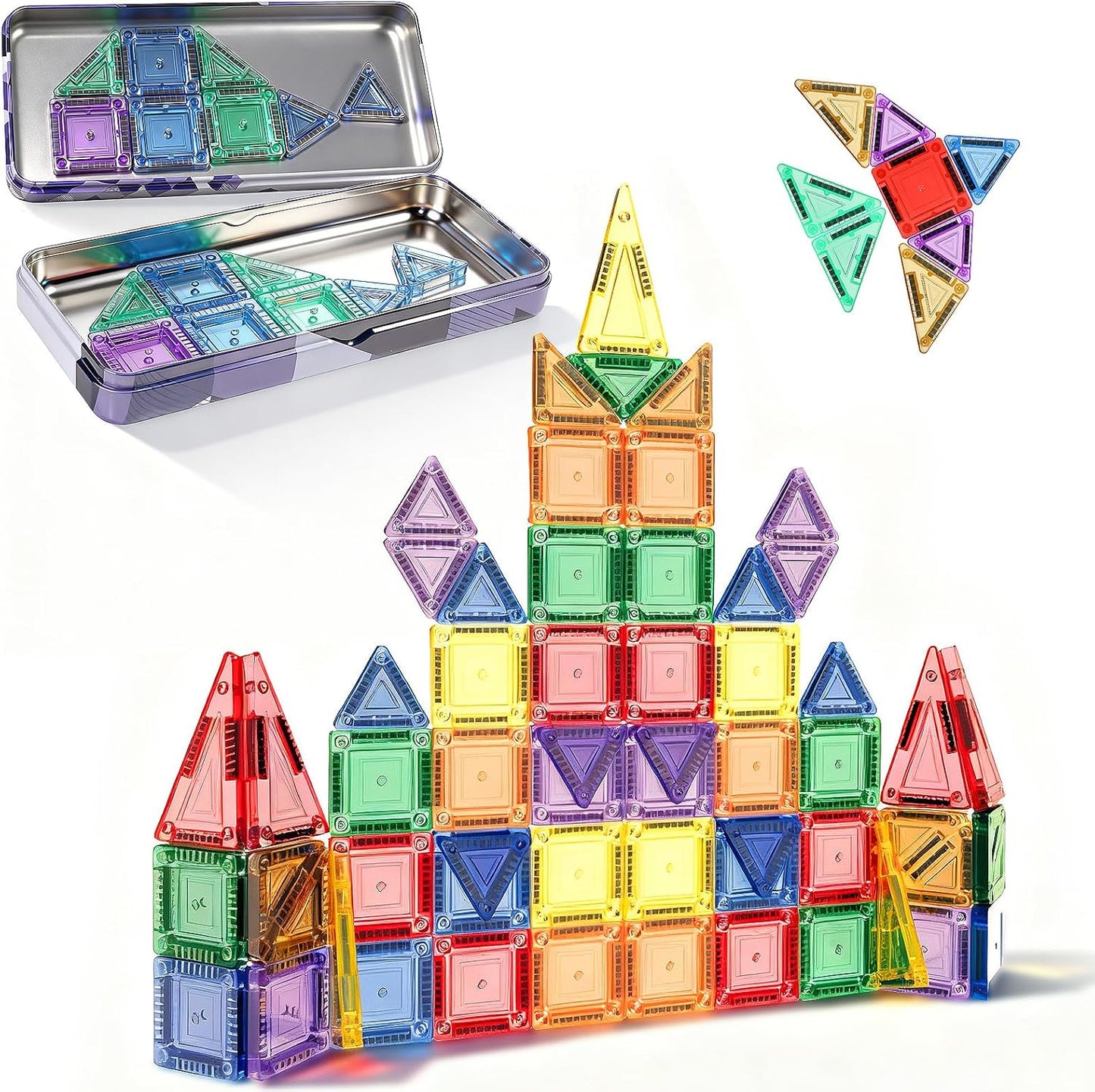 Magnetic Tiles, 70pcs Building Blocks with Storage Case, Toddler Toys Magnetic Blocks, Toys for Ages 3-5 4-8 Boys Girls,for Preschool Learning Birthday