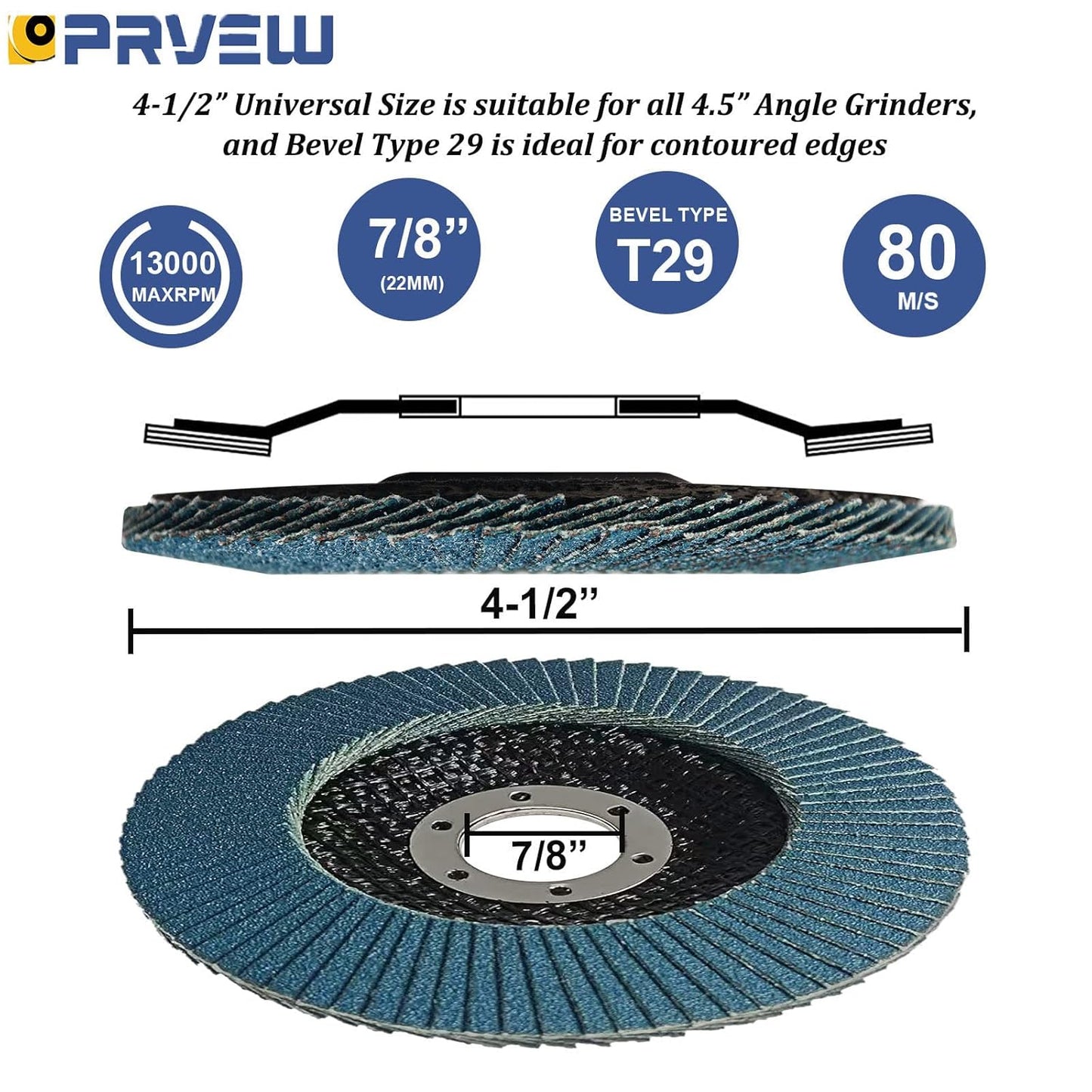 Flap Discs 4 1/2 Inch, 5-Pack 4.5" x 7/8" T29 Premium Zirconia Abrasive Grinding Wheels, 40/60/80/120 Assorted Grits Flap Sanding Disc for Metal,Stainless Steel