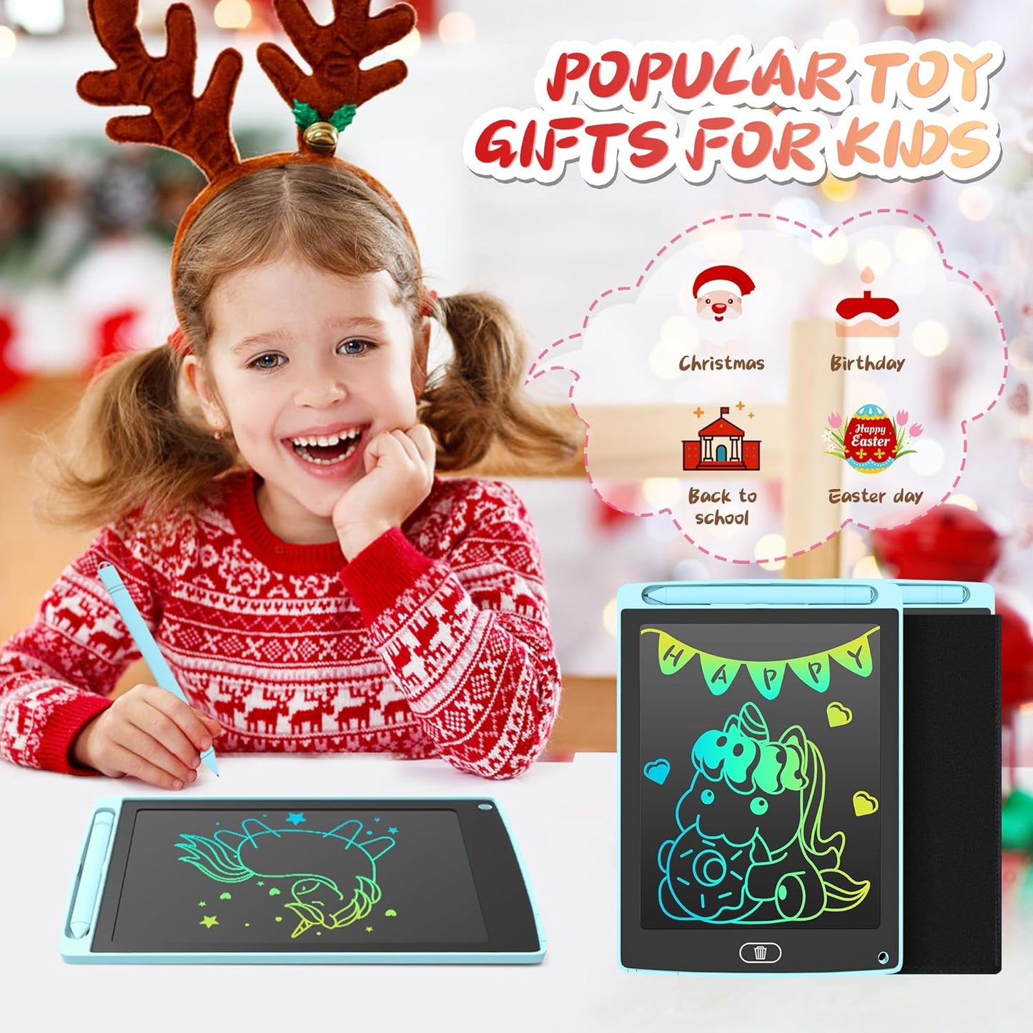 3 Pack LCD Writing Tablet, Colorful Toddler Drawing Tablet Doodle Board for Kids, Erasable Reusable Electronic Drawing Pad, LEYAOYAO Educational and Learning Toy for 3-6 Years Old Boy and Girl