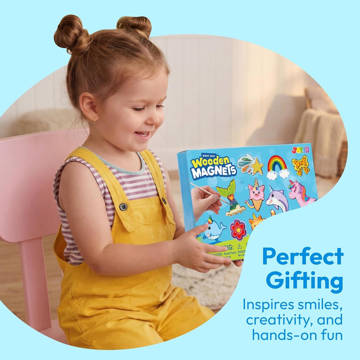 JOYIN 12 Wooden Magnet Creativity Arts & Crafts Painting Kit for Kids, Decorate Your Own Painting Gift for Halloween Crafts, Birthday Parties and Family Crafts, Party Favors for Boys Girls
