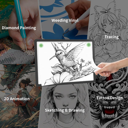 Rechargeable A3 Light Board for Diamond Painting, 5600 Lux Tracing Light Box with Side Physical Buttons, 3 Colors and 6 Levels of Brightness, LED Light Pad for Diamond Art, Drawing, Weeding Vinyl