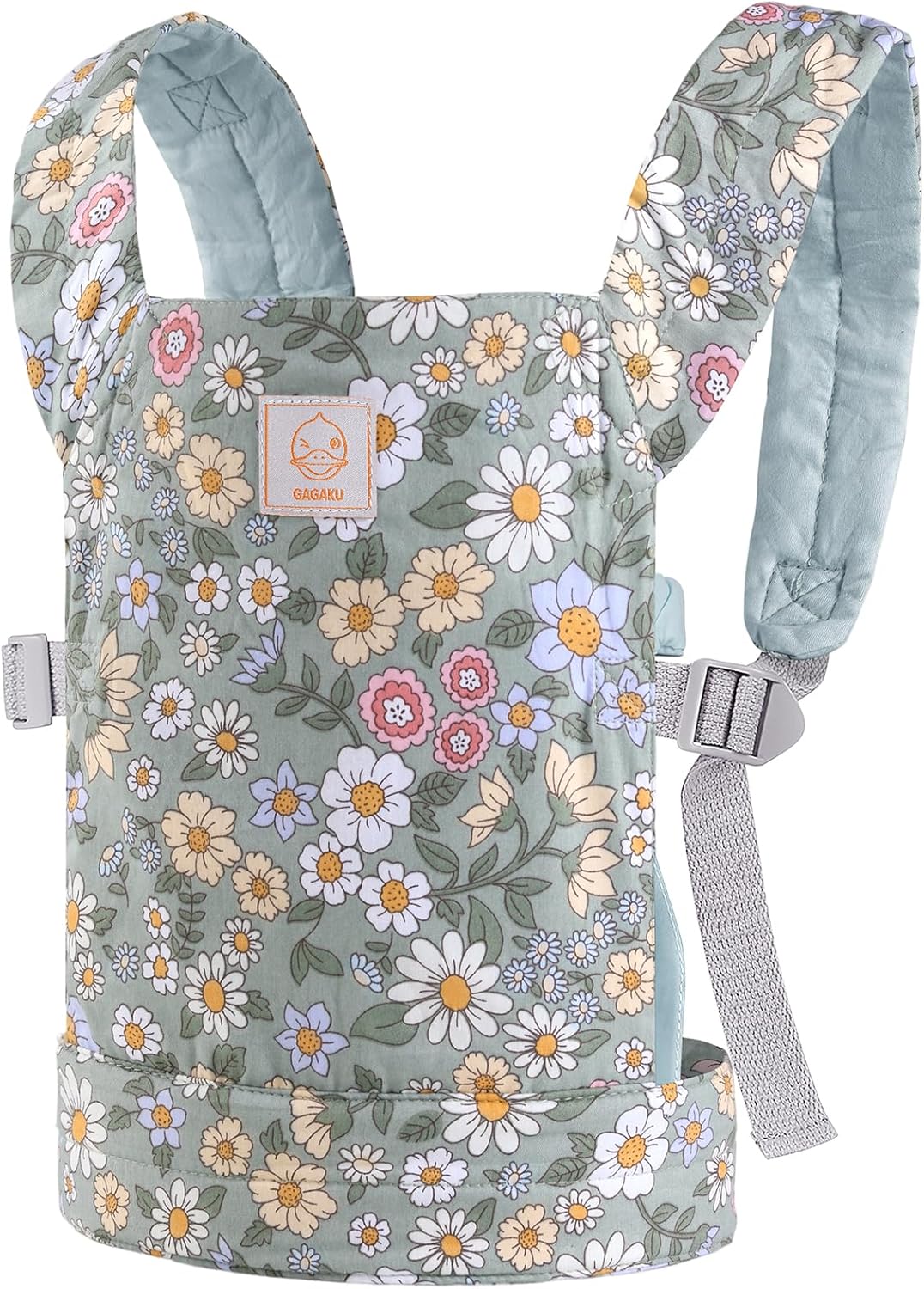 GAGAKU Doll Carrier for Kids, Toy Baby Doll Carrier, Reborn Dolls Carrier Toy Baby Sling with Adjustable Straps, Baby Doll Accessories - Green - Camellia
