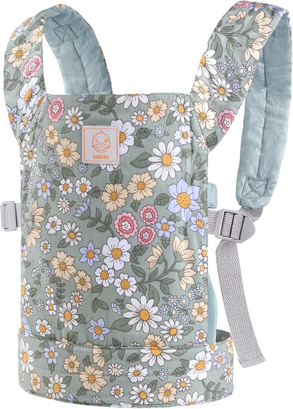 GAGAKU Doll Carrier for Kids, Toy Baby Doll Carrier, Reborn Dolls Carrier Toy Baby Sling with Adjustable Straps, Baby Doll Accessories - Green - Camellia