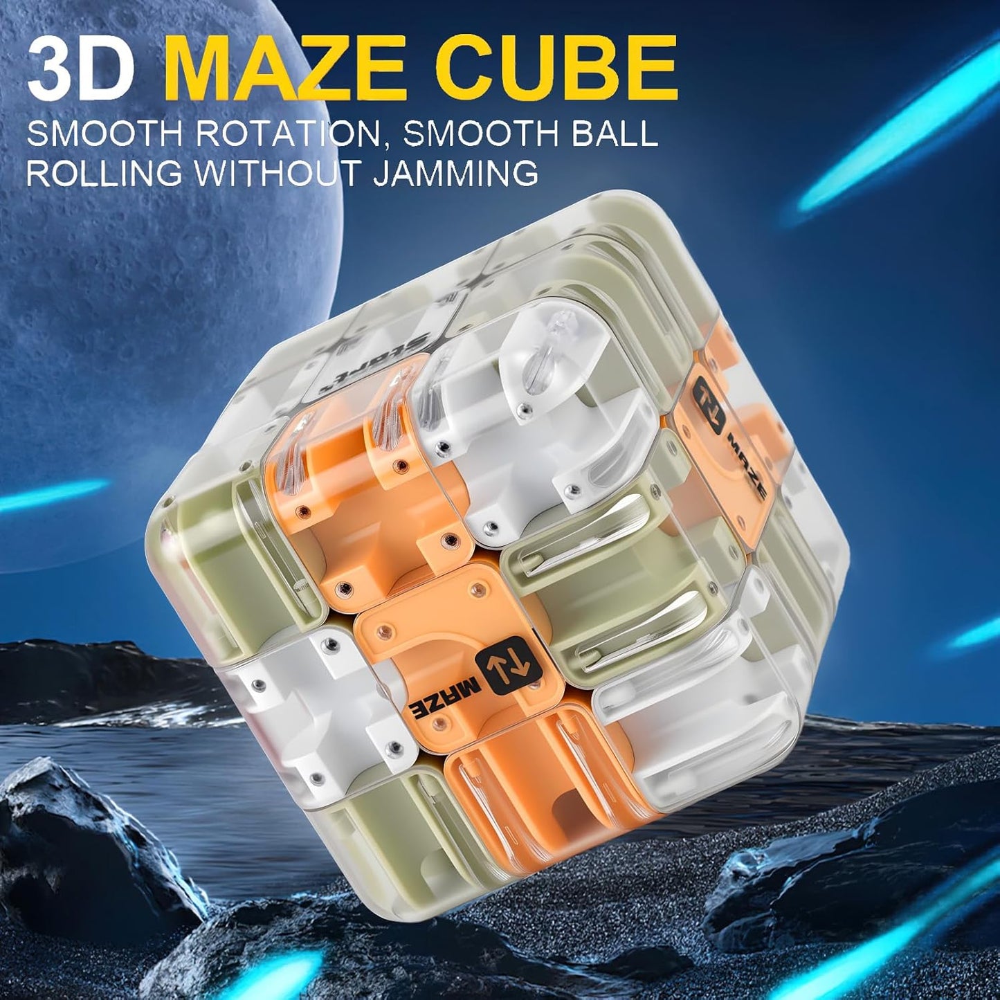 3D Cube Puzzles Fidget Toys - Brain Teaser Puzzles Toys Educational Learning Toys for Logical Thinking, Puzzle Maze Cube Easter Basket Stuffers Birthday Gifts (Blue)
