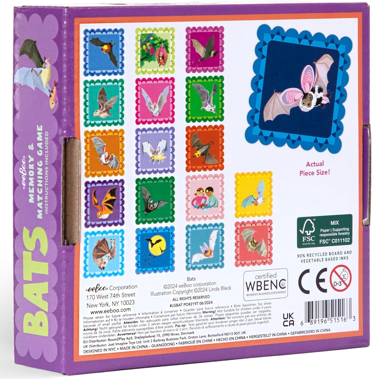 eeBoo: Memory & Matching Game- Little Birds- 18 Illustrated Matching Pairs, Concentration Tile Game, Informational Insert, Kids Ages 4+, 1-4 Players