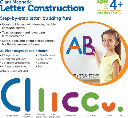 Learning Resources Giant Magnetic Letter Construction - Alphabet Magnets, Letter Building and Recognition, Learn to Read Activities, Montessori Spelling, Fine Motor Games, Classroom Must Haves