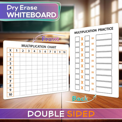 SCRIBBLEDO Dry Erase Multiplication Chart Whiteboard 9" x 12" Multiplication Table Double Sided Times Table Math Manipulatives White Board for Kids Students Classroom and Home Mini Lapboard Game