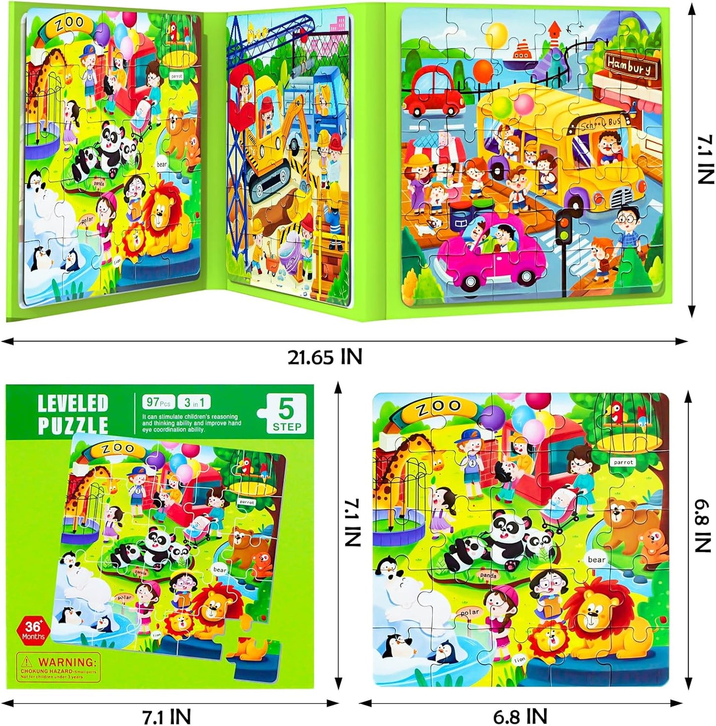 Magnetic Puzzles for Toddlers 1-3, Cartoon Mermaid Magnet 3 in 1 Jigsaw Puzzle, Kids Travel Puzzles Toys, Preschool Learning Toy for Kids 1-8 Year (Mermaid)