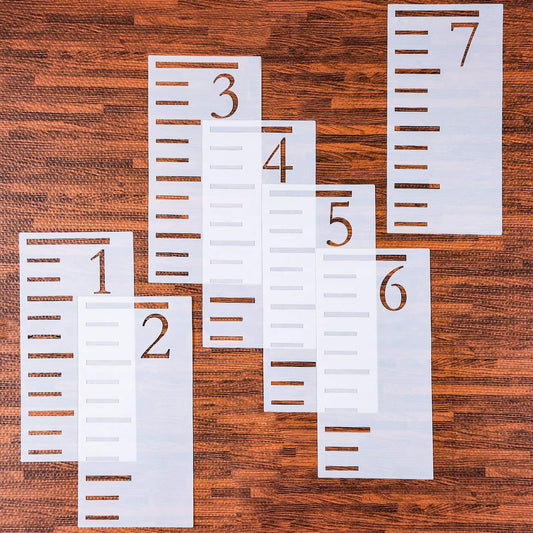 7 Feet Growth Chart Stencil, Kids Height Growth Chart Reusable Ruler Template Painting on Wood, Measuring Kids Height Wall Decor, Rustic Decor for Farmhouse, 7 Pieces