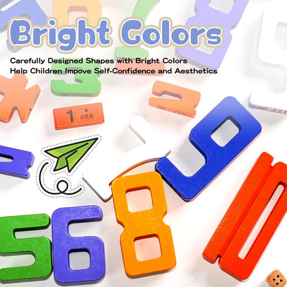 Large 30 Pcs Wooden Number Building Blokcs，Large Digit Blocks for Kids，Friends of 10 Blocks，Educational Tool Number Blocks for Kids 3+ Year Olds，Toys for Learning Math and Working on Balance