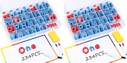 LovesTown Magnetic Alphabet Letters Kit for Kids, Double Sided Magnetic Board with Storage Box, Educational Learning Toys for Preschool Classroom and Home, 234 Pieces