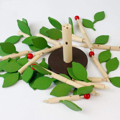 Green+Yellow Early Childhood Building Blocks Wooden Assembling Tree Combination Boys and Girls DIY Disassembly Puzzles Educational Toys Home Office Decoration
