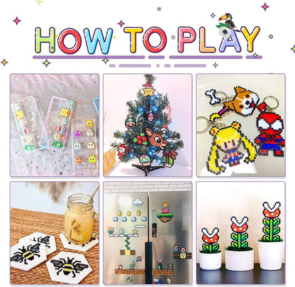 4pcs - 2.6mm Mini Fuse Beads Boards, Large Clear Pegboards Kits, with Gift 4 Lroning Paper (4)