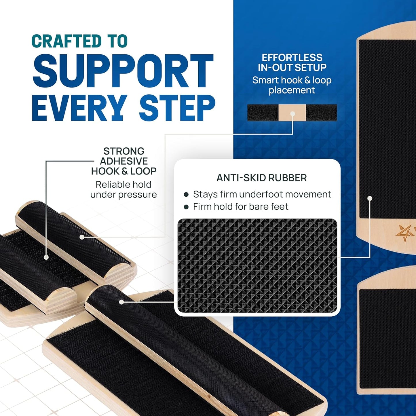 Yes4All 350LBS Professional Wooden Balance Board for Leg Workout, Anti-Slip Rocker Board, Wobble Board for Standing Desk