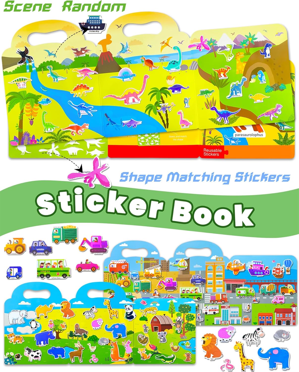 Walenced Reusable Sticker Book for Toddlers, Stickers for Kids, Toddler Sticker Book, Toddler Craft Activities, Toddler Travel Toys Ages 3 and Up Boy Girl Birthday Gifts