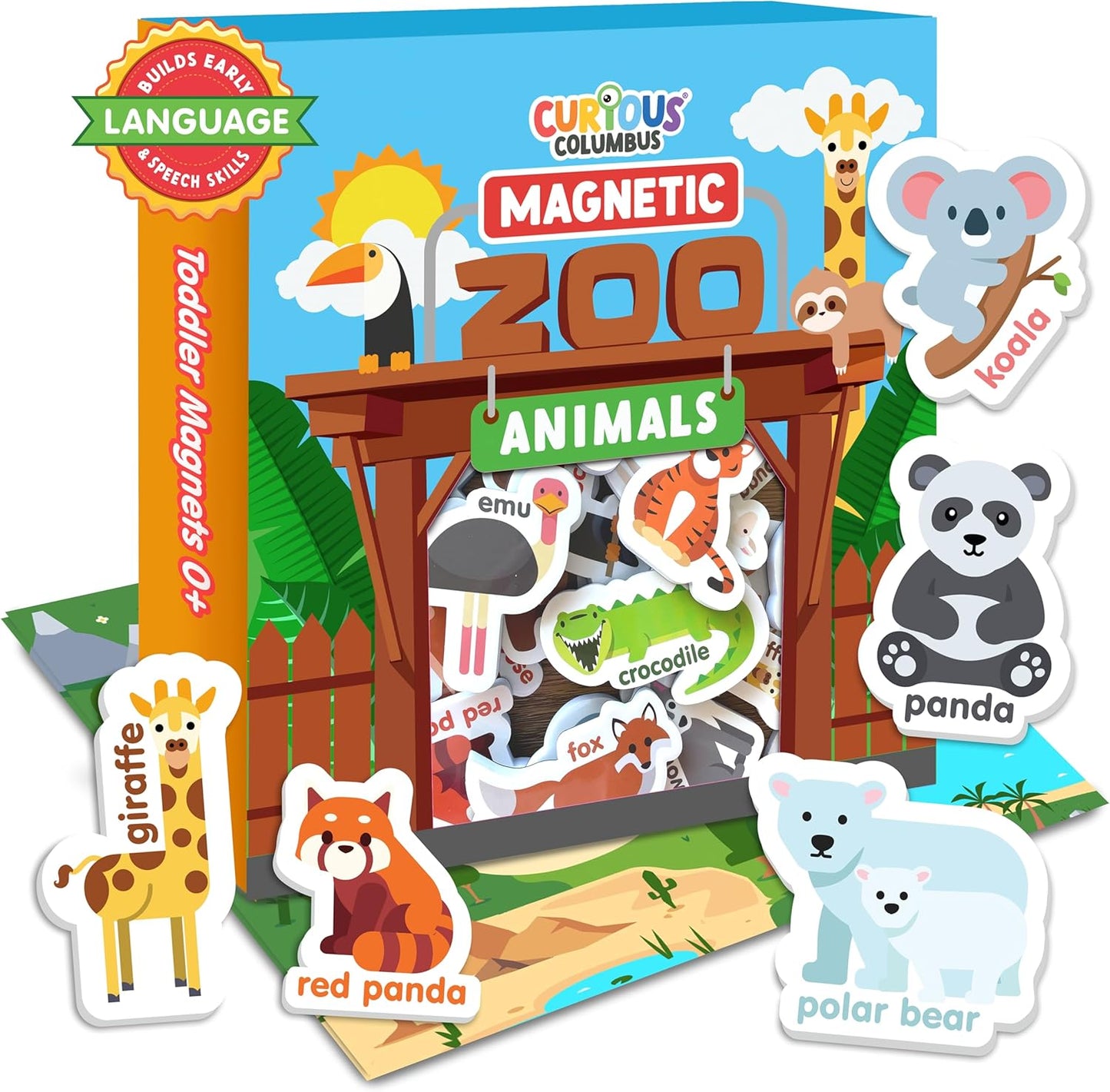 Curious Columbus Vehicles Fridge Magnets for Toddlers 1-3 Year Olds| Large Foam Refrigerator Magnets for Kids Baby and 3-5 Years Old | Magnetic ABC Learning | Educational Toys Babies to Preschool
