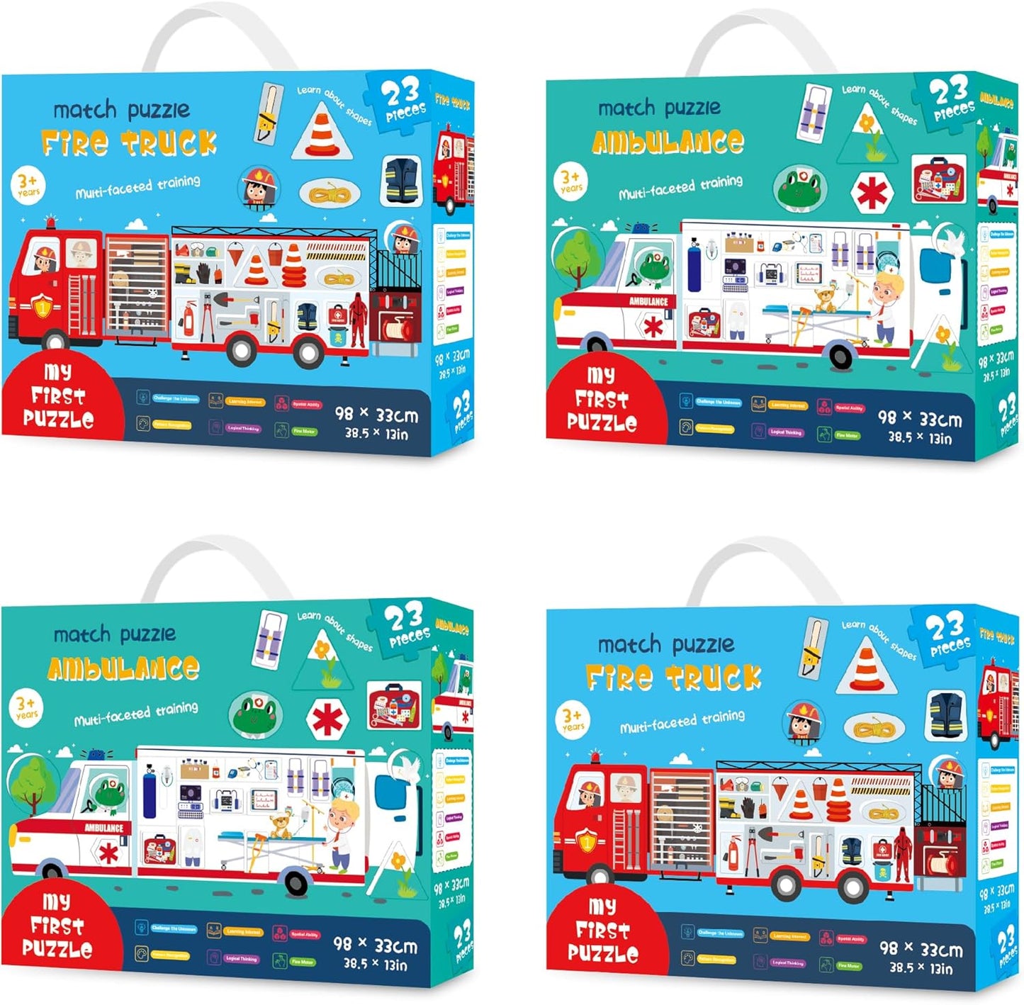 Jumbo Floor Puzzle for Kids,23 Piece Fire Truck Large Jigsaw Puzzles,Puzzle for Toddler Ages 3-5,Fun Educational Preschool Learning Toy Gift for Boys & Girls Ages 4-8