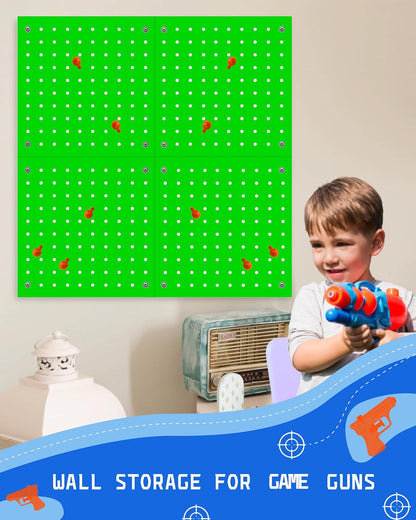 Skywin Wooden Pegboard for Nerf Gun Storage, Nerf Gun Wall Mount Eagle Shape, Compatible with All Blasters, Rack for Wall Organization - Birthday Gift for Kids (Orange)