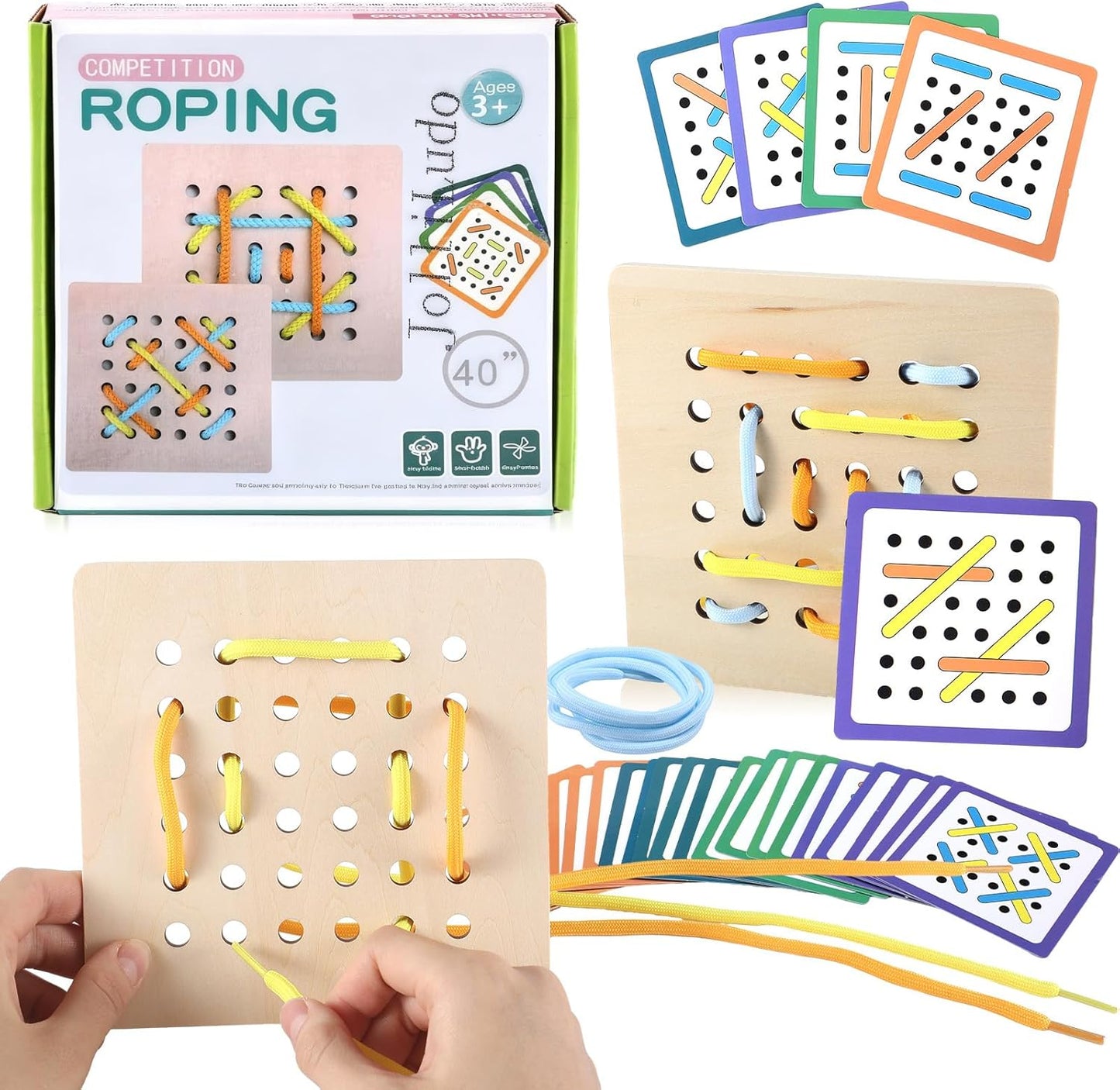 48pcs Dementia Activities for Seniors Threads Lacing Board Alzheimer's Memory Games and Jigsaw Puzzle Set for Caregivers Enhances Memory, Coordination, Focus