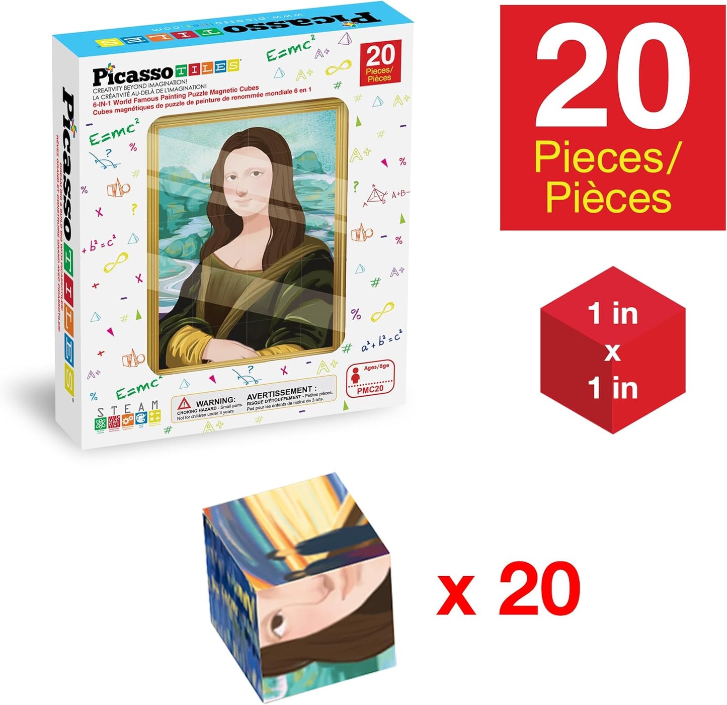 PicassoTiles Magnetic Cube Puzzle 7-in-1 Dinosaur Theme Pattern Magnet Mix Match Building Cubes Toy Set Kids Ages 3 & Up Preschool Children Promote Problem Solving Skills PMC10