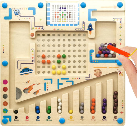 Alzheimers Products for Elderly, Memory Care Dementia Activities for Seniors, Magnetic Color & Number Puzzles for Parkinson Patients, Easy Sorting Matching Game Cognitive Maze Board Gadgets Gifts