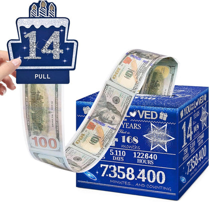 10 Happy Birthday Money Box for Cash Gift, 10th Birthday Decorations for Boys and Girls, Gifts for 10 Year Old Boy, Boy Gift Ideas, Cool Things for Teen -Blue with 100PCS Bags