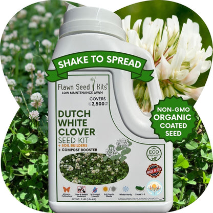 Lawn Seed Kits Dutch White Clover Seed Kit, Easy Spread Shakers, Low Maintenance Lawn, Alternative Ground Cover, Covers up to 250 Sqft