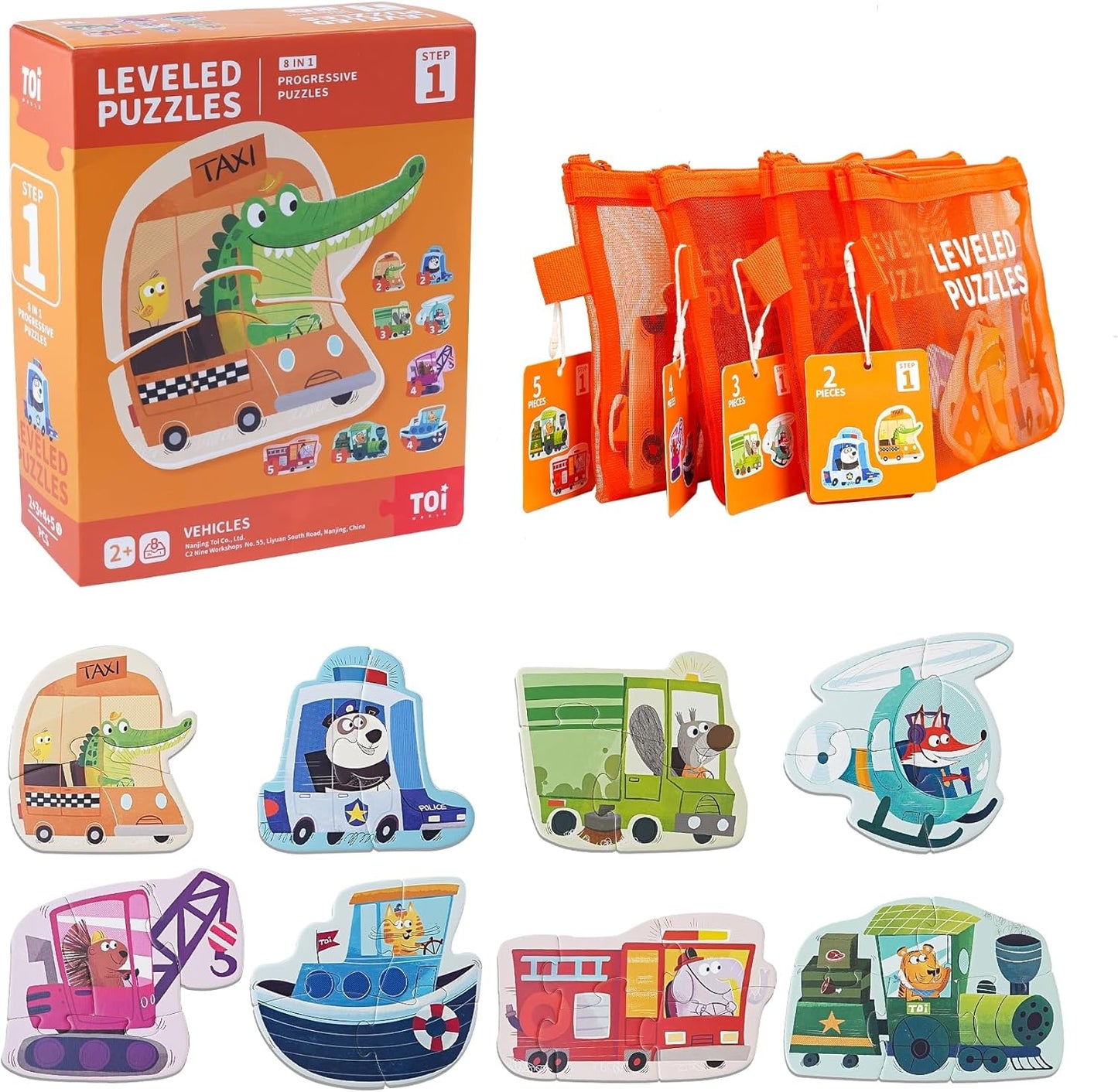 TOI Leveled Puzzles for Kids Aged 2.5 and Up, Toddler Puzzle Preschool Learning Jigsaw Puzzles, Large Pieces Educational Game for Boys Girls, Classic Education Step 2