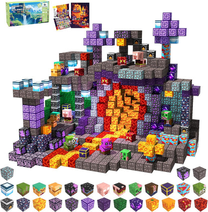 Magnetic Blocks Toys for Kids, 100 PCS Building Blocks Cubes, Stacking Magnetic Tiles Toys for Kids Toddlers Boys Girls Ages 3 4 5 6 7 8-12 Birthday Gifts Party Supplies (Underworld)